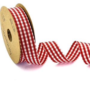 Kırmızı Ekose Kurdele (2cm Genişlik - 25MT Uzunluk)