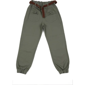 Kadın Kahverengi Kemerli Bel Lastikli Haki Pantolon