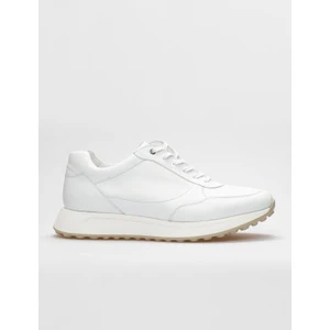 Hakiki Deri Beyaz Bağcıklı Erkek Spor Ayakkabı