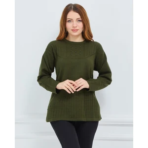 Fresh Moda Kadın Triko Kışlık Orta Yaş Günlük Anne Bluz Kazak