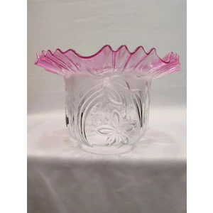 Kuğulu Avize. Kıvırcık Masa Lambası Camı. Pembe-Şeffaf Renkli (Alt Çap: 10.00cm-h:15.50cm)
