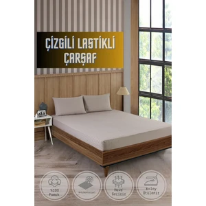 Soft Cotton Çift Kişilik Lastikli Çarşaf Takımı 180X200 cm + 2 Adet Yastık Kılıfı 50X70 cm Taş Gri