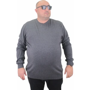 Moc Grande Mocgrande Erkek Büyük Beden Sıfır Yaka Basic Triko Kazak 23750 Antrasıt