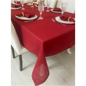 Zeren Home Simli Polyester Keten Dertsiz Masa Örtüsü Kırmızı