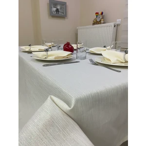 Zeren Home Simli Polyester Keten Dertsiz Masa Örtüsü Krem