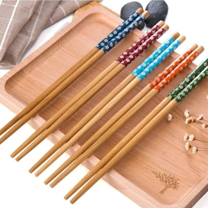 10 Adet 5 Çift Çin Çubuğu Chopstick, Yıkanabilir Bambu Sushi Japon Çin Yemek Çubuğu, 24 cm