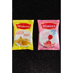 Çilekli Süt ve Sütlü Muz Milk Shake Sıcak Içiniz Kış ve Meyve Çayı Kafe İçecekleri 2 Adet 400 gr