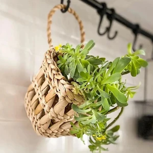 Mien Home Dekoratif Çok Amaçlı / Hasır Saksı Sepet / Askı Sepet / Duvar Sepet 10 x 10 cm