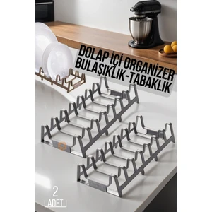 2 Li Dolap Içi Tencere Kapak ve Tabak Düzenleyici Kurutmalık Organizer *447