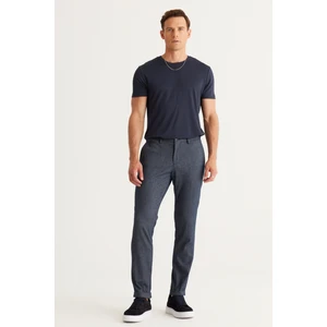 ALTINYILDIZ CLASSICS Erkek Lacivert Slim Fit Dar Kesim Yan Cepli Tweet Desenli Beli Lastikli Klasik Kumaş Pantolon