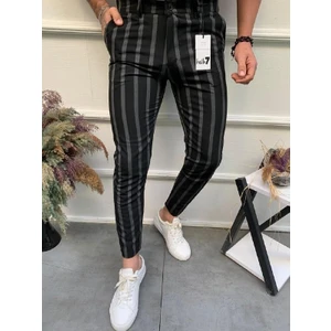 Erkek Slimfit Kesim Çizgili Kumaş Pantolon