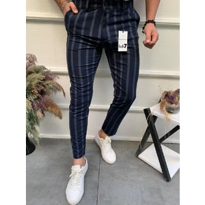 Erkek Slimfit Kesim Çizgili Kumaş Pantolon