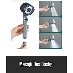 Masajlı Çok Fonksiyonlu Ayarlanabilir Filtreli Arıtmalı Krom Duş Başlığı El Duşu Lüks Kalite