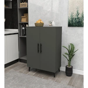 Enda Home Collection Enda Home 3 Raflı 2 Kapaklı Çok Amaçlı Dolap Çok Amaçlı Mutfak Dolabı Banyo Dolabı Antrasit