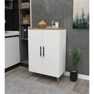 Enda Home Collection Enda Home 3 Raflı 2 Kapaklı Çok Amaçlı Dolap Çok Amaçlı Mutfak Dolabı Banyo Dolabı Çam & Beyaz