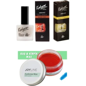 Kalyon Tırnak Sertleştrici - Tırnak Bakım Yağı - Tırnak Eti Temizleyici 3'lü Set - Joy Line Kaş Şekillendirici ve Sabitleyici Wax 50 ml