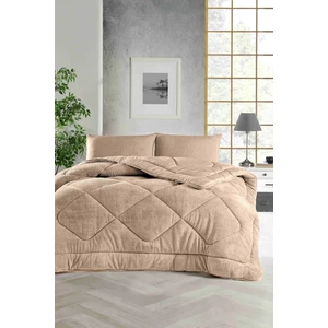 Ely Parker Battal Boy Yorgan, Renkli, Wellsoft, Peluş Yumuşak, Çift Taraflı, 215X235 (220X240) Bej