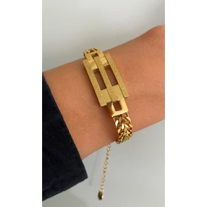Kadın Çelik Altın Kaplama Kaburga Bileklik Çok Şık Bilezik Künye