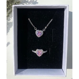 DMR Accessoire Çelik Pandora Set Kolye Yüzük Seti Sevgililer Günü Yılbaşı Hediyesi