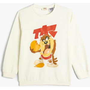 Tazmanya Canavarı Sweatshirt Lisanslı Bisiklet Yaka Uzun Kollu Şardonlu