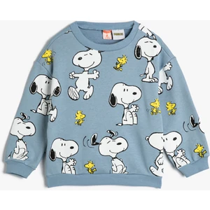 Snoopy Sweatshirt Lisanslı Uzun Kollu Bisiklet Yaka Şardonlu