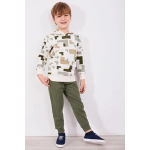 Minecraft Krem Erkek Çocuk Uzun Kol Pijama Takım