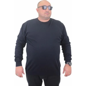 Erkek Büyük Beden Sıfır Yaka Basic Triko Kazak 23750 Lacıvert