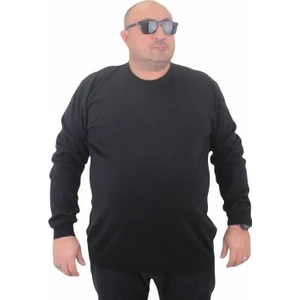 Erkek Büyük Beden Sıfır Yaka Basic Triko Kazak 23750 Sıyah