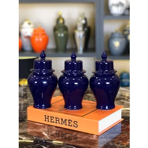Feray Home Dekoratif Şah Küp Kobalt Mavi 3 Adet 20 cm