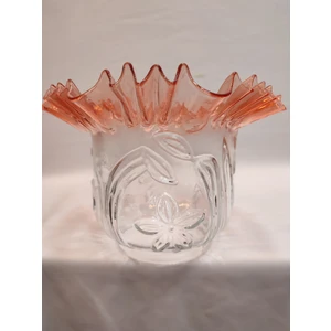 Kuğulu Avize. Kıvırcık Masa Lambası Camı. Gül Kurusu - Şeffaf Renkli. (Alt Çap: 10.00cm-h:15.50cm)