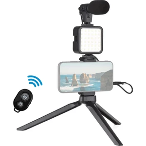 NR29 Profesyonel Vlog Selfie Çubuğu ve Tripod 5in1 LED Işık Mikrofon ve Kumandalı