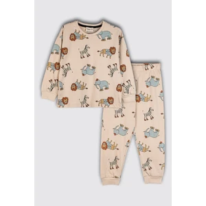 Sevimli Animal (Aslan-Zebra-Fil) Desenli  Pamuk Çocuk Pijama Takımı