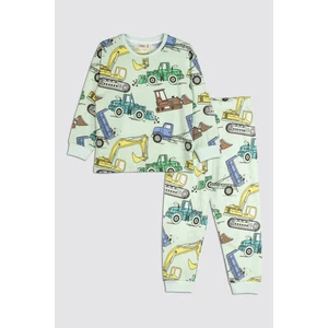 Ekskavatör Desenli  Pamuk Erkek Çocuk Pijama Takımı