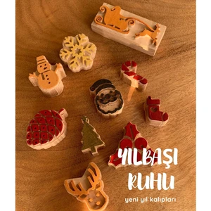 Arkaik Craft Yılbaşı Ahşap Baskı Kalıp Seti 10 adet Noel Temalı Baskı Kalıbı