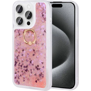 Kny Apple iPhone 15 Pro Kılıf Içi Hareketli Sıvılı Yüzüklü Milce Silikon