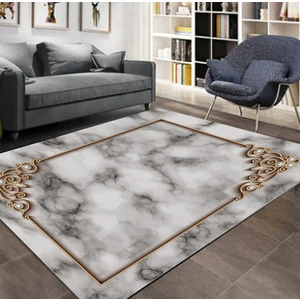 Armolin Halı Modern Mermer Desen Lastikli Halı Örtüsü (Süngersiz) SZZ-777