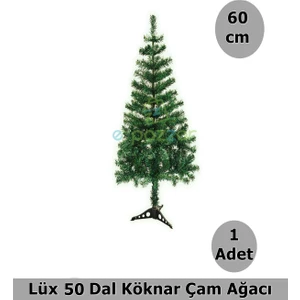 Lüks 60 cm 50 Dal Christmas Noel Yılbaşı Süsleme Köknar Çam Ağacı Demonte Pvc Ayaklı