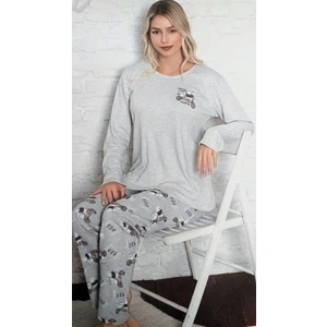 Miss Melina Uzun Kol Kadın Pijama Takımı Pamuklu Gri