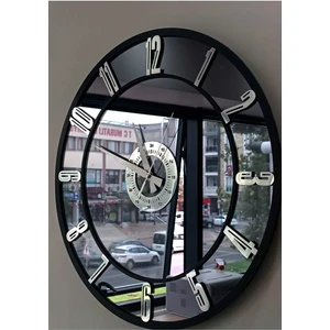 Yc Melonni Gerçek Aynalı Duvar Saati 40 cm Image Modern Salon Füme