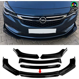 Opel Astra K Siyah Renkli Şeritli Dilli Ön Lip 4 Prç Parlak Siyah Abs