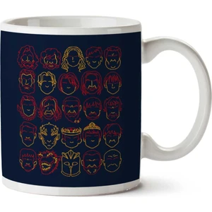 Game Of Thrones Outlined Faces Iki Tarafı Baskılı Kupa Bardak