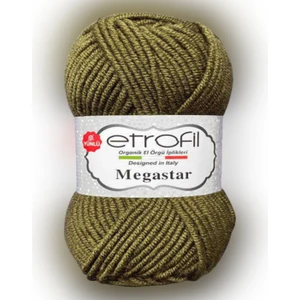 Megastar 74065 Haki Yeşil %25 Yün Karışımlı Kalın Ip Hırka Yelek Atkı Bere Ipi