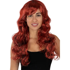 Kızıl Renk Kahküllü Dalgalı Uzun Parti Peruğu