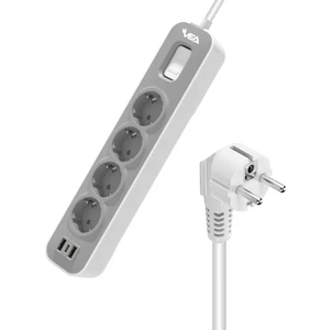 Akım Korumalı Grup Priz 4'lü 2 USB 1 Typ-C ON/OFF Anahtarlı 1.5 Metre Kablolu
