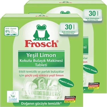 Frosch Yeşil Limon Kokulu 30'lu Bulaşık Makinesi Tableti x 2