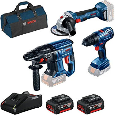 Bosch GBH+GSR+GWS+2X4A+GAL 18V-40+RAFBAG Profesyonel