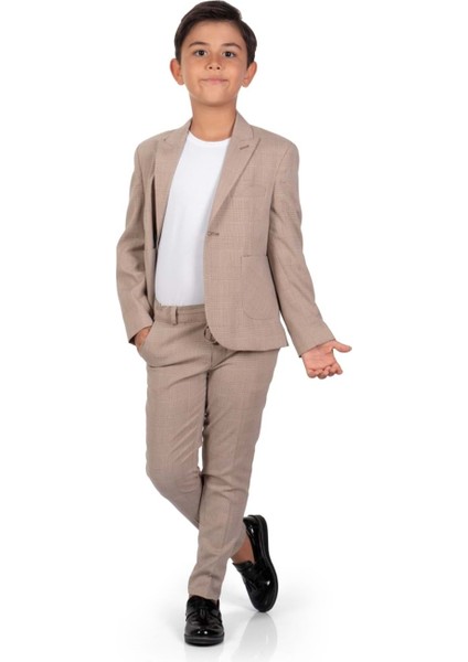 Ekose Desen Spor Erkek Çocuk Ceket, Tişört , Jogger Pantolonlu Takım MNK0549 fiyatları