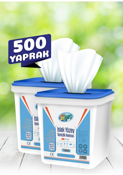 2'li 500 Yaprak Kova Islak Temizlik Mendili Günlük Kullanım
