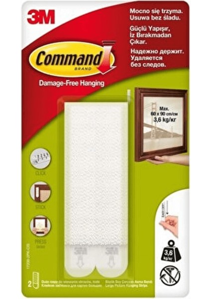 ™ Command™ 17206-2PK-CIS Büyük Boy Cırt Cırt Bant, Max 3,6 kg (2 Set Büyük Boy Cırt Bant)
