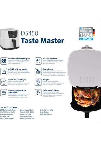 D5450 Air Fryer Taste Master 1500W